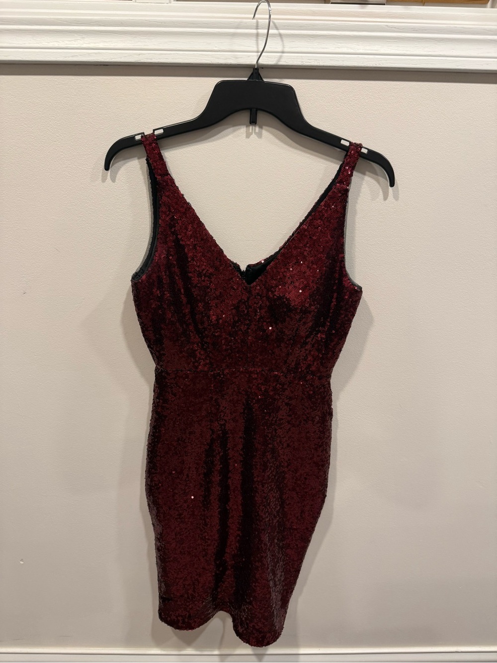 Night Way Collections Burgundy Sequin Mini Dress